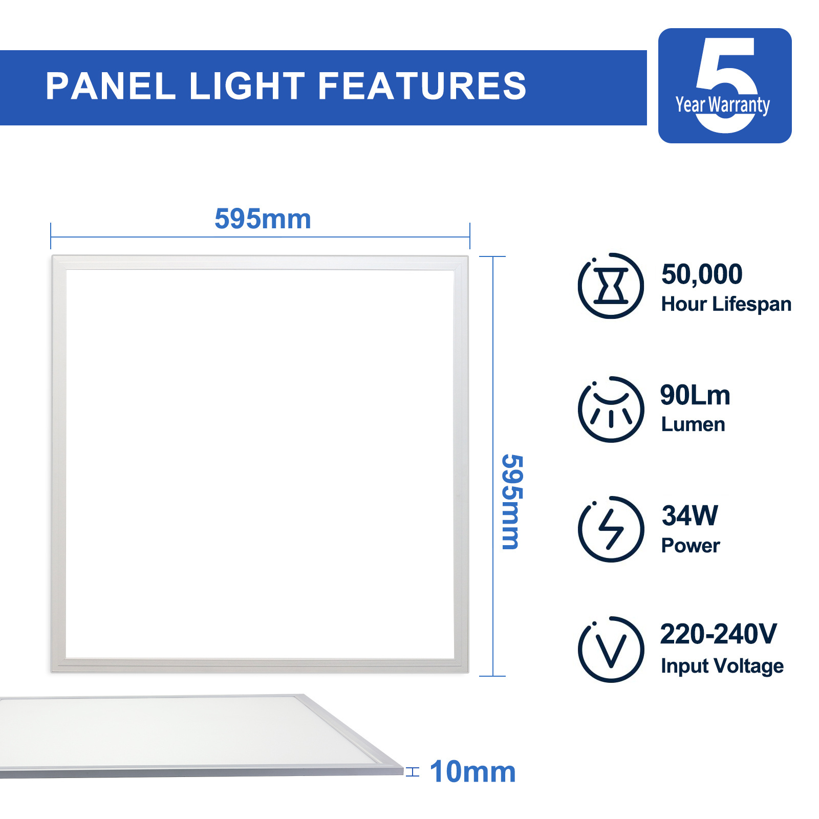 Tuv Listed Ce 600X600 2X2 2X4 40W 220-240V Led Light 595X595 Led Flat Panel