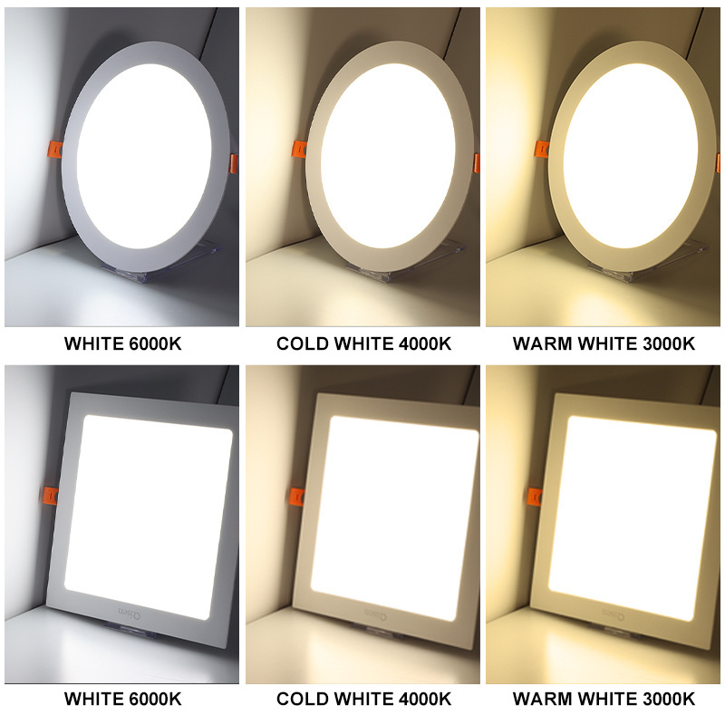 Wholesale Price Indoor Lighting Round Square 3W 6W 9W 12W 18W 24W Recessed Ceiling Lamp Led Panel Light For Home Hotel Downlight