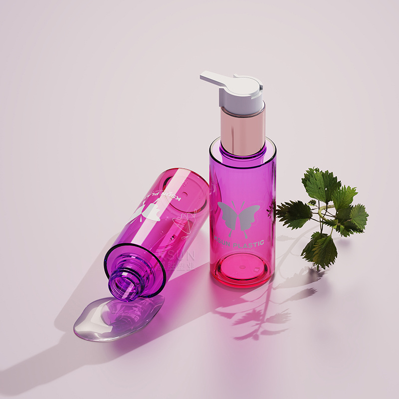 Hot Sale Instock 100ml Luxury Cosmetic Packaging Pink Plastic Lotion Bottle with Lotion Pump