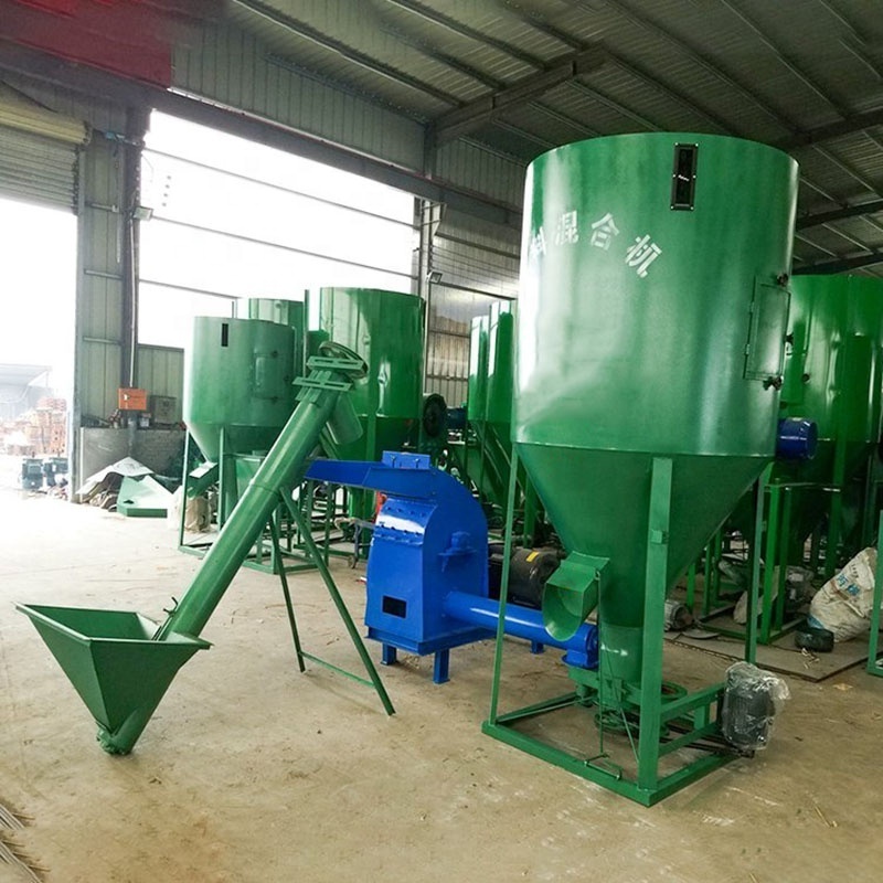 Poultry livestock breeding horse chicken duck goose pig dog sheep cattle feed mixer 500kg vertical poultry feed mixer grinder