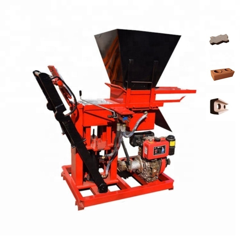 Small clay brick forming machine electric/diesel engine HY2-25 semi automatic interlock brick making machine