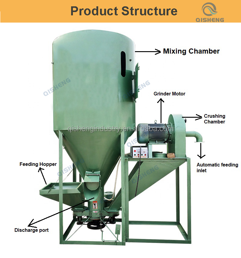 Vertical fodder making machine cattle cow chicken fish feed mixer stainless steel animal feed mixing machine for pig feed