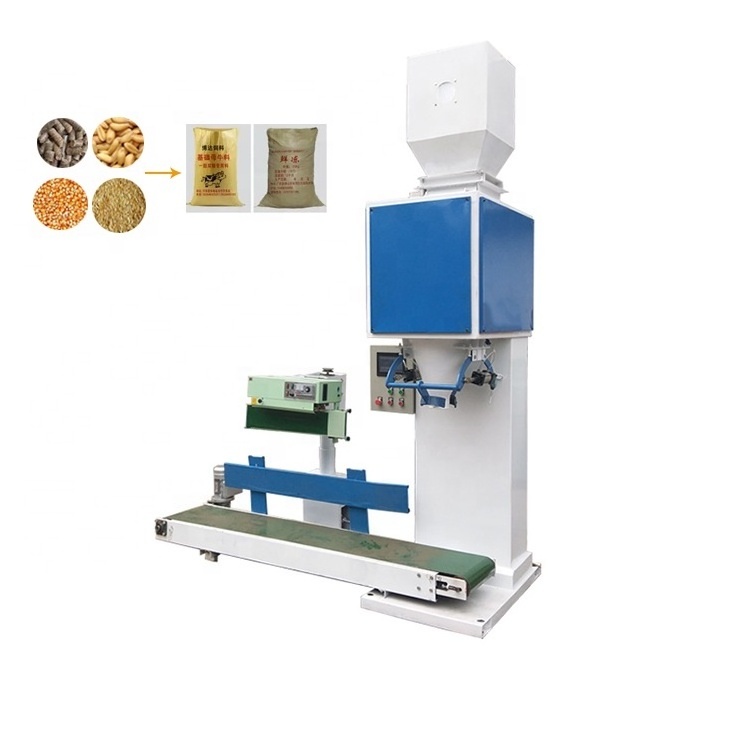 Open Pellet Packaging Machine Corn paddy wheat grain filling packing sealing machine vertical bag packing machine 25kg