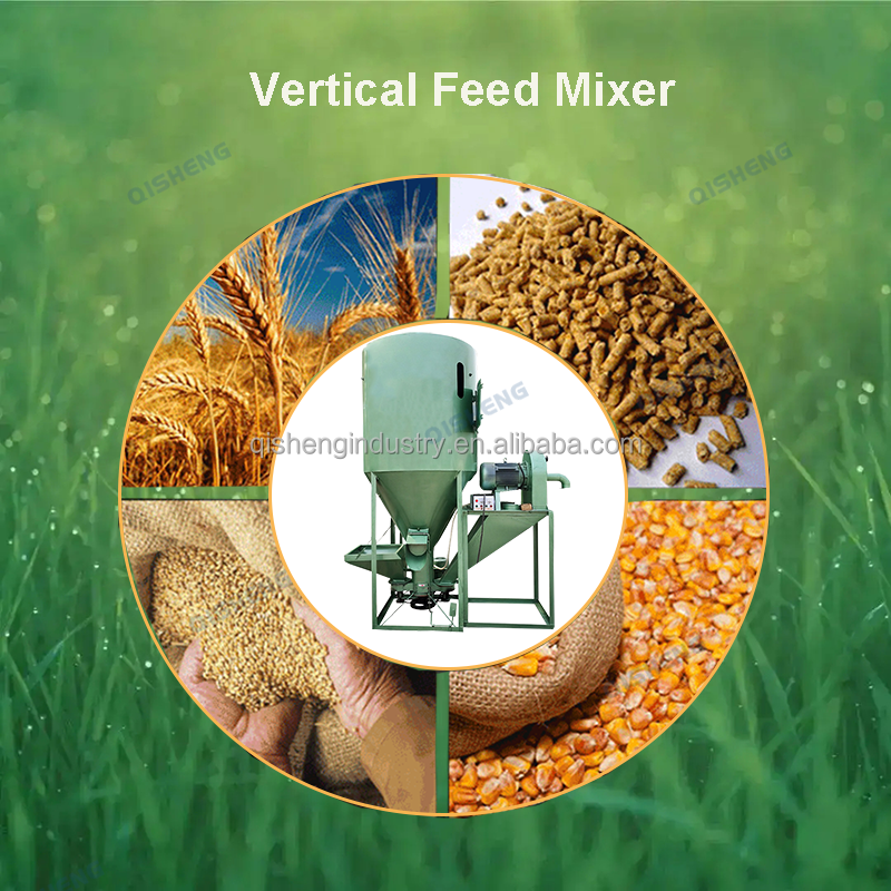 Vertical fodder making machine cattle cow chicken fish feed mixer stainless steel animal feed mixing machine for pig feed