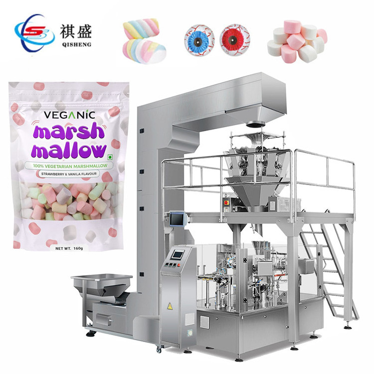 Automatic Marshmallow Weigh Filling Packaging Machine Vertical Eyeball Jelly Eye Gummy Masmelos Candy Seal Pack Machine