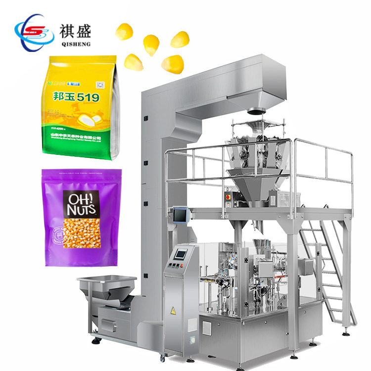 Vertical Maize Seed Granule Multi Head Weighing Pouch Fill Packaging Machine Corn Kernels Cereal Grain Bag Packing Machine