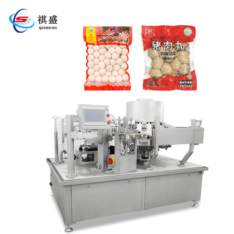 Automatic Meatball Fishball Weighing Filling Packaging Machine Frozen Cooked Fish Beef Meat Ball Bag Packing Machine