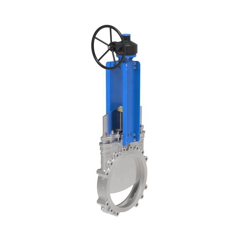 QBseries DN200 DN300 DN400  Manual unidirectional seal stainless steel knife gate valve with handwheel #