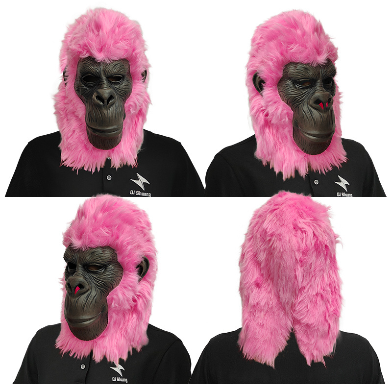 Custom Logo Realistic Gorilla Latex Head Mask Halloween Scary Mask Cosplay & Monkey Mascot for Carnival Party Masks