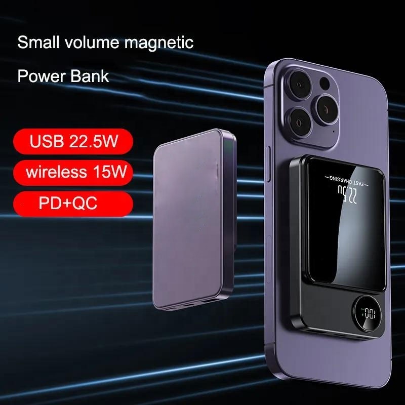 New Magnetics Qi Wireless Fast Power Bank Battery Pack Charger Powerbank 5000Mah 10000Mah Portable Power Bank