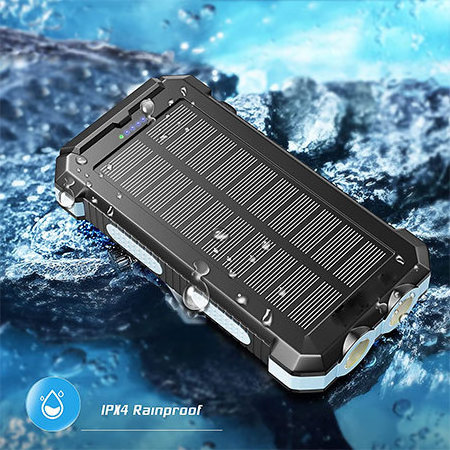 New Solar Power Bank Dual Usb Power Bank 20000mah Waterproof Battery Charger External Portable Solar Panel With Led Light OEM