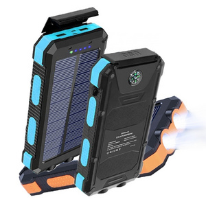 New Solar Power Bank Dual Usb Power Bank 20000mah Waterproof Battery Charger External Portable Solar Panel With Led Light OEM