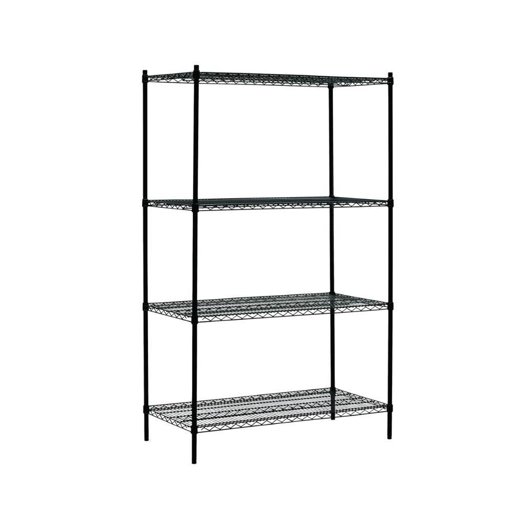 Storage Shelving Rack Powder Black Wire Shelves Four Tier Epoxy Paint Surface treatment