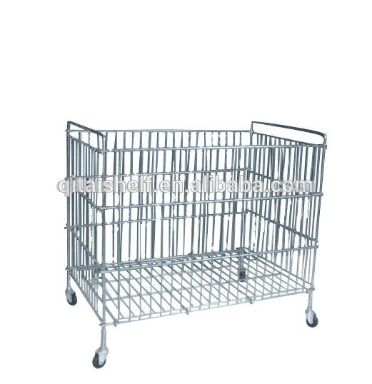 Warehouse Equipment Movable Metal Storage Cages With Wheels