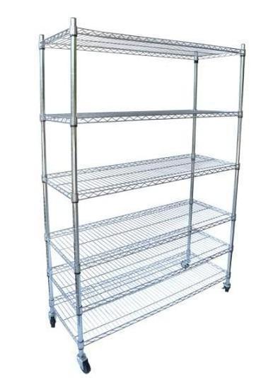 Chrome Commercial 6 Layer Shelf Adjustable Steel Wire Metal Shelving Rack