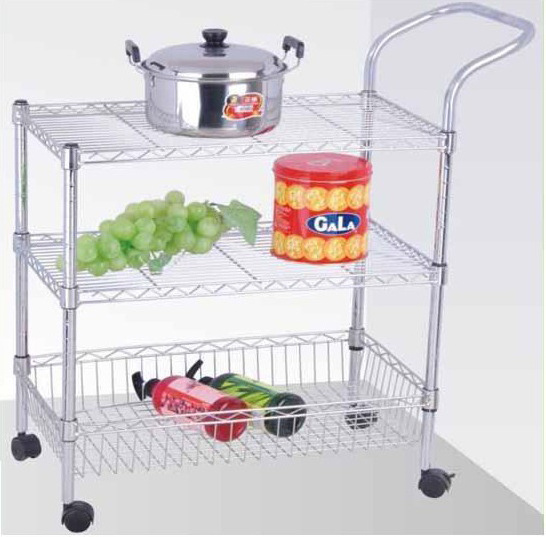 NSF & ISO approved Heavy Duty Chrome Mobile Wire 4 Shelf Shelving Unit with Castors Cart Rack