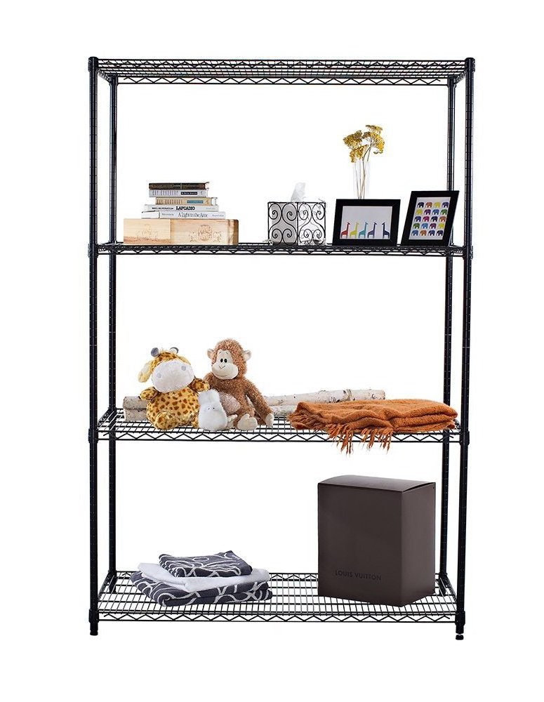 Wholesale Black Powder Coated Ventilated Commercial Wire Shelves store Adjustable Shelving