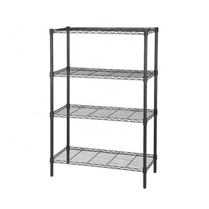 Beautiful 4 Tier Black Powder Coated Wire Metal Shelving Rack