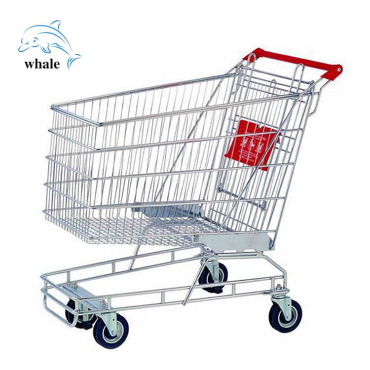 Wholesale store trolley plastic folding cart Steel supermarket shopping trolley with seat