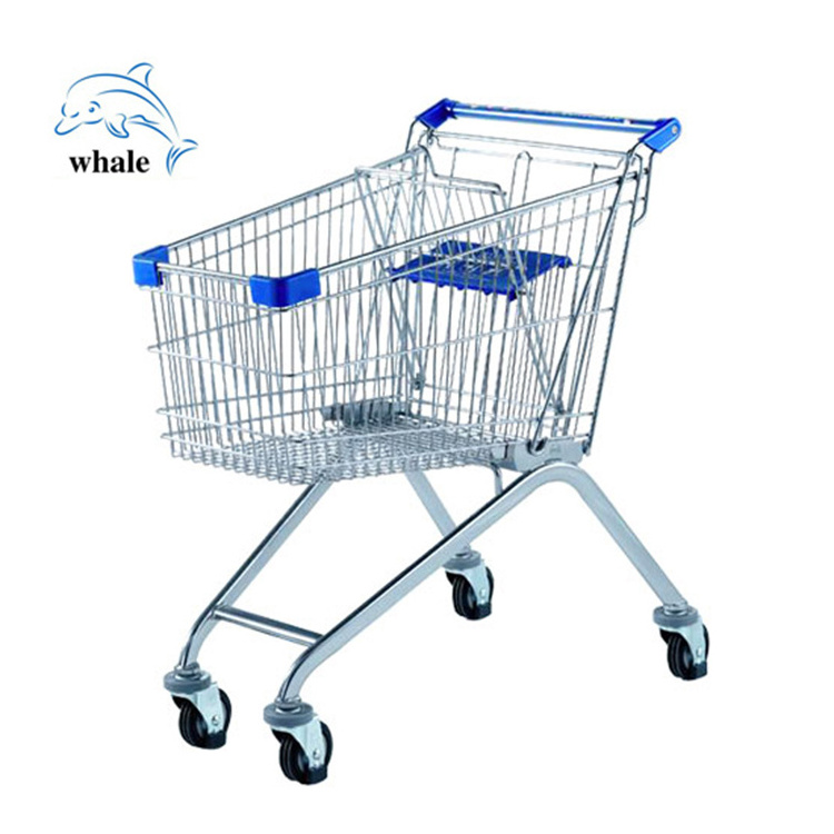 Wholesale 4 wheel hand push steel store cart folding shopping trolley cart supermarket shopping trolley cart