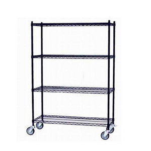 Storage Shelving Rack Powder Black Wire Shelves Four Tier Epoxy Paint Surface treatment