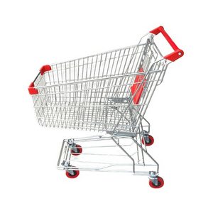 Wholesale store trolley plastic folding cart Steel supermarket shopping trolley with seat