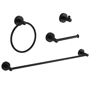 Matte Black 4-Pieces Luxury Bathroom Hardware Accessories Set Towel Rack 24 Inches Adjustable