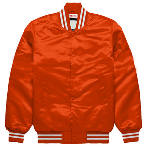 Classic Baseball Letterman Varsity Jacket in Orange Satin Superior Quality Bomber Style for College Athletes