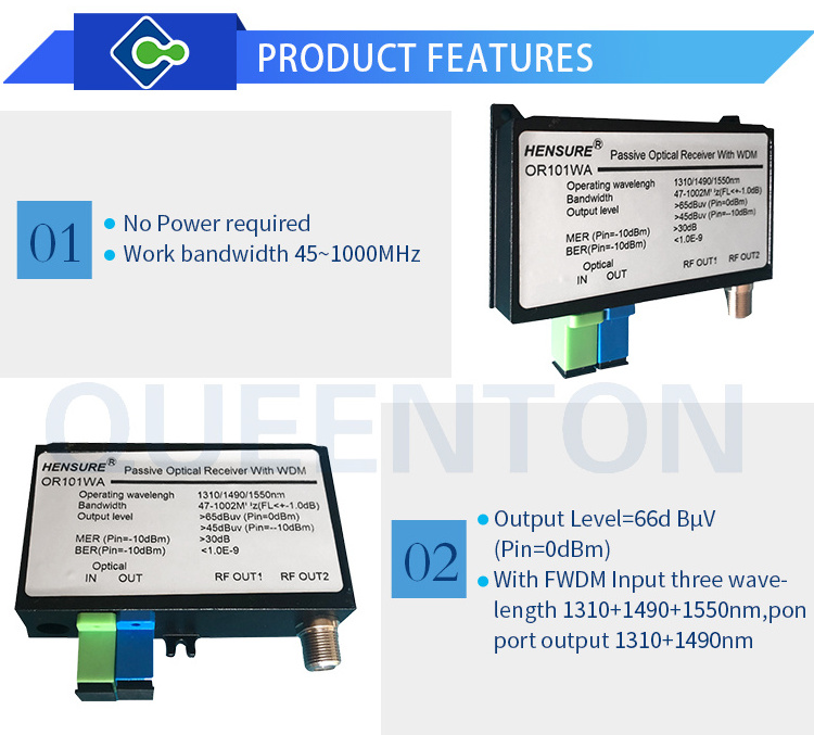 FTTH CATV Optical Receiver and Transmitter HS-OR101WA 1310 1550nm Fiber Optic Converter Media Converter 1 Output Mini Nodo Wdm