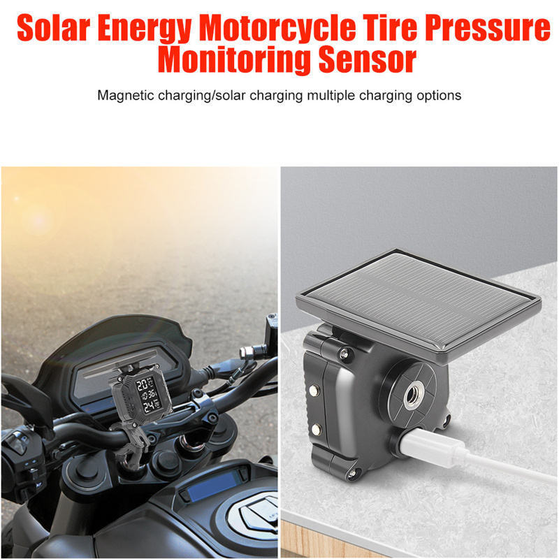 2 Wheels Bike Tire Pressure Monitoring System TPMS Motorcycle Bicycle Solar Wireless Waterproof Tire Pressure Monitor