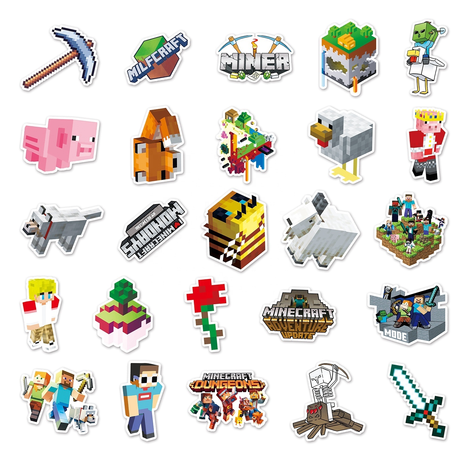 50Pcs Popular Game Mine Craft My World Stickers For Children Boy Luggage Laptop Skateboard Decorative Stickers Cartoon