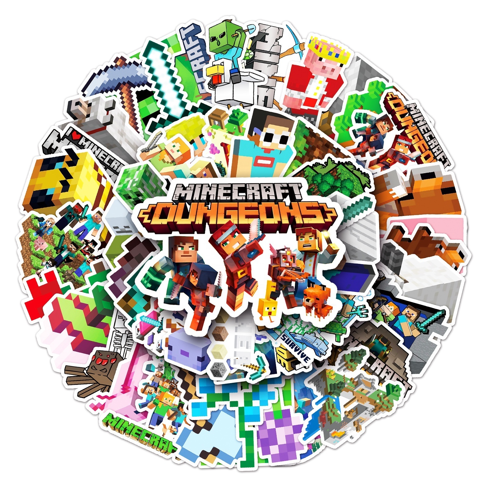 50Pcs Popular Game Mine Craft My World Stickers For Children Boy Luggage Laptop Skateboard Decorative Stickers Cartoon