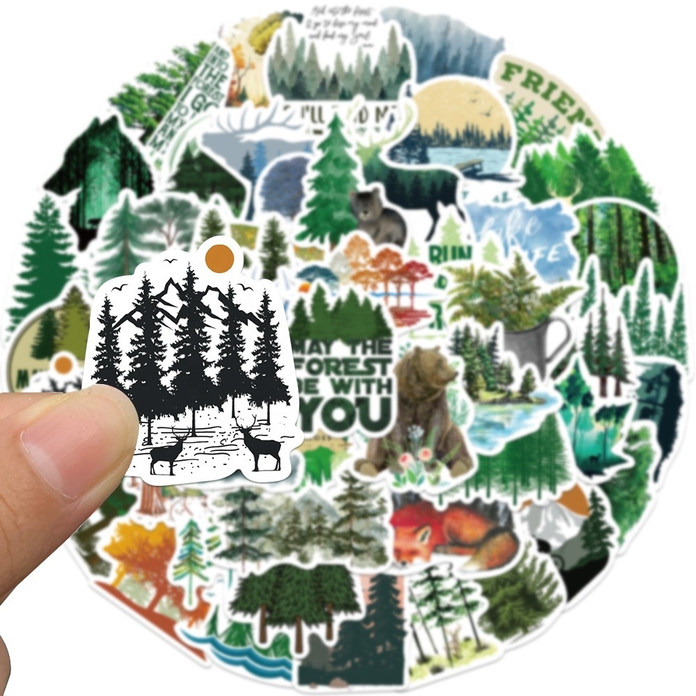 50Pcs Green Tree Plant Forest Fresh Sticker For Girl Diy Graffiti Decorative Scrapbook Phone Laptop Bottle Washi Label