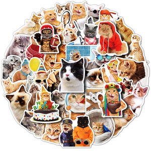 50Pcs Realistic Animal Cat Stickers For Children Kids Home Table Fridge Bottle Wall Luggage Laptop Phone Sticker Decals