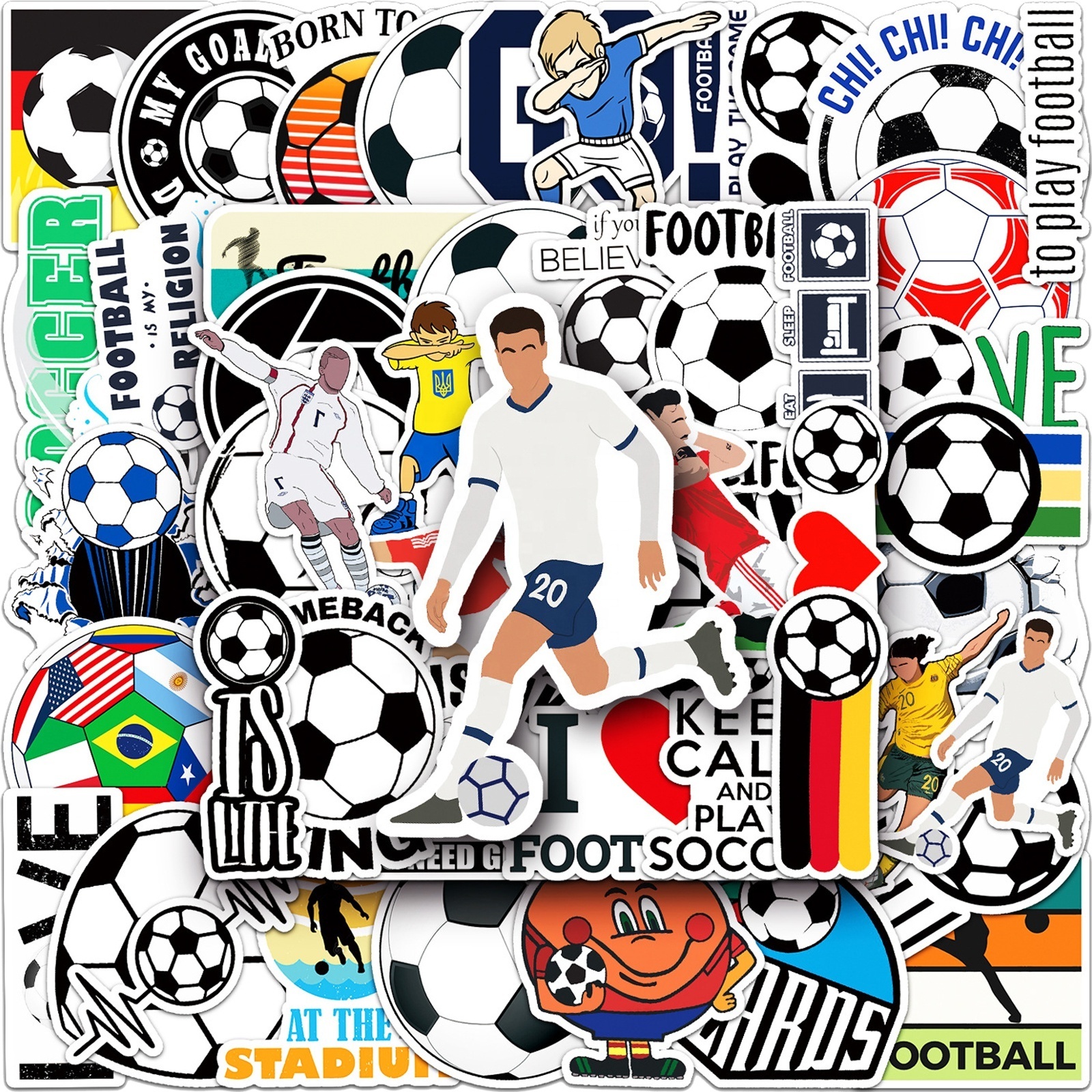 50Pcs Football Sport Star Messi Graffiti Sticker For Boy Water Bottle Luggage Laptop Phone Paper Decals Label Stickers