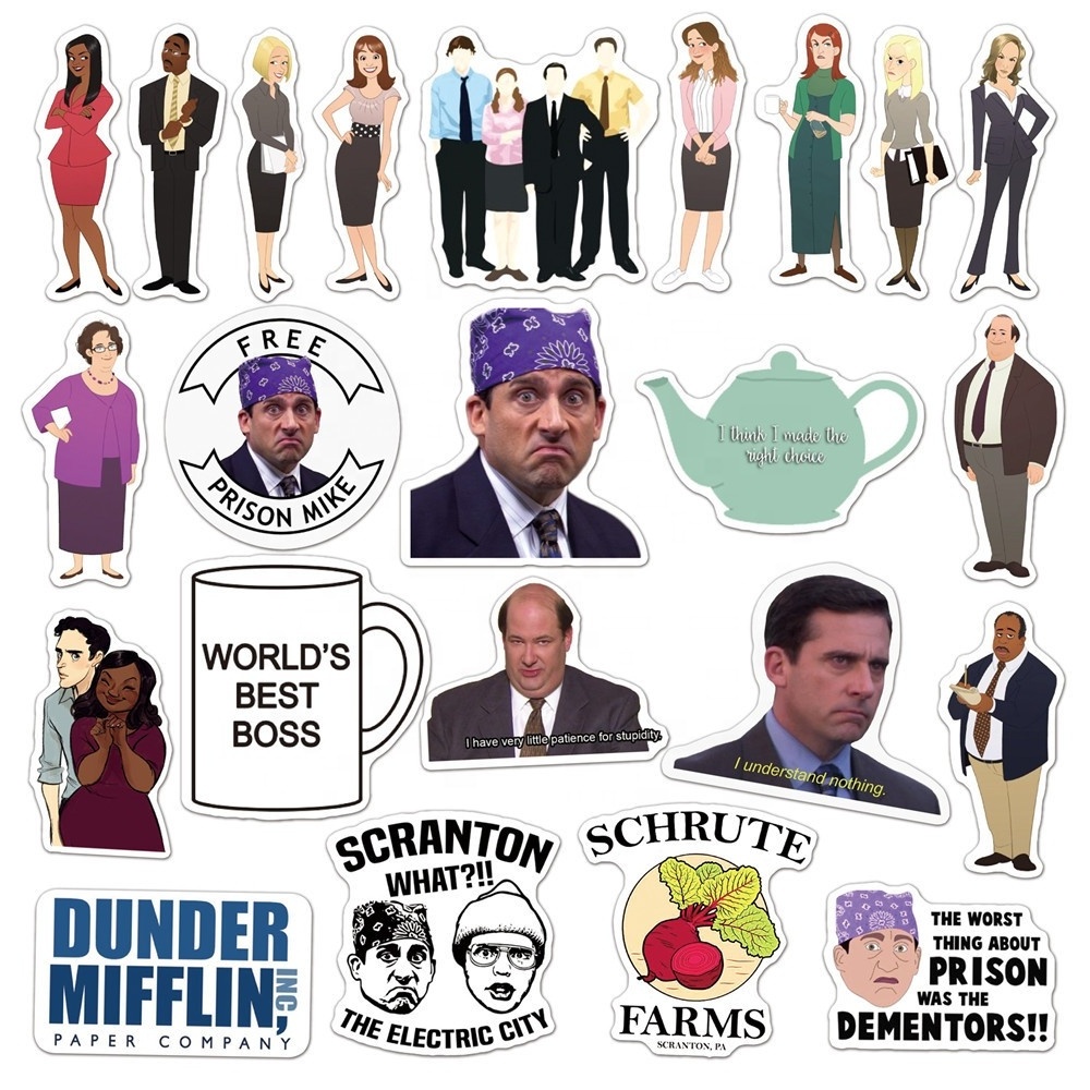 50Pcs Funny TV Movies The Office Stickers For Girl Bottle Fridge Luggage Laptop Notebook Decor Diy Pvc Vinyl