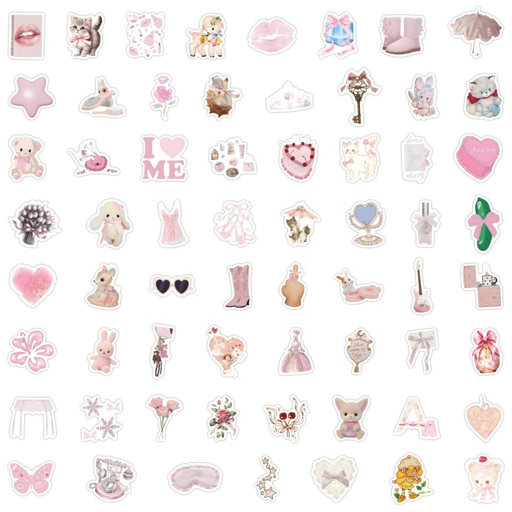 60Pcs Coquette Cute Sticker Wholesale For Girl Scrapbook Diary Decor Laptop Luggage Bottle Graffiti