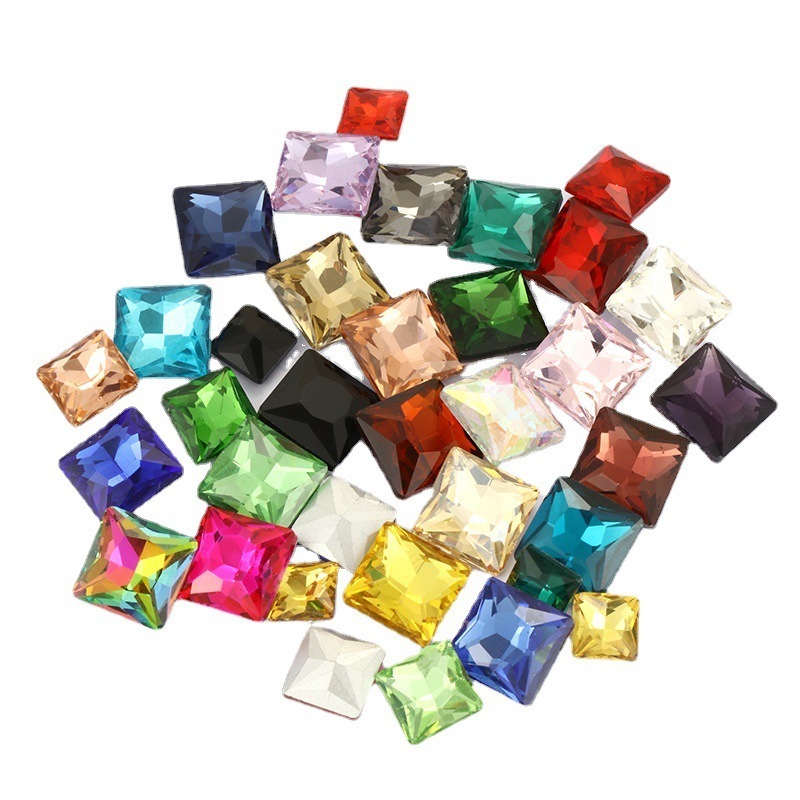 TOP Rhinestone Square Pointback Strass Crystal Stones  Glass Rhinestone For DIY Crafts Decoration