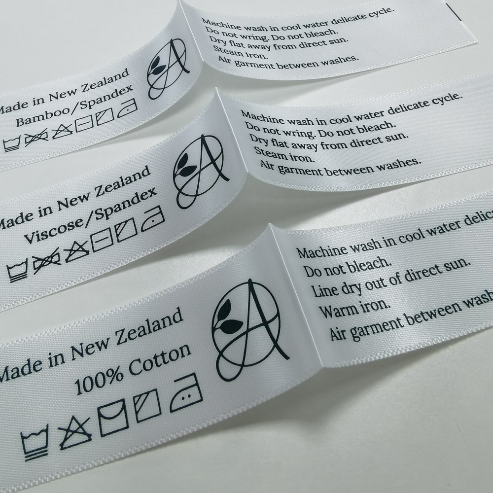 Satin Screen Printing Garment Washing Care Labels Clothing Printed Satin Labels Wholesale Custom Silk Heat Transfer Sustainable