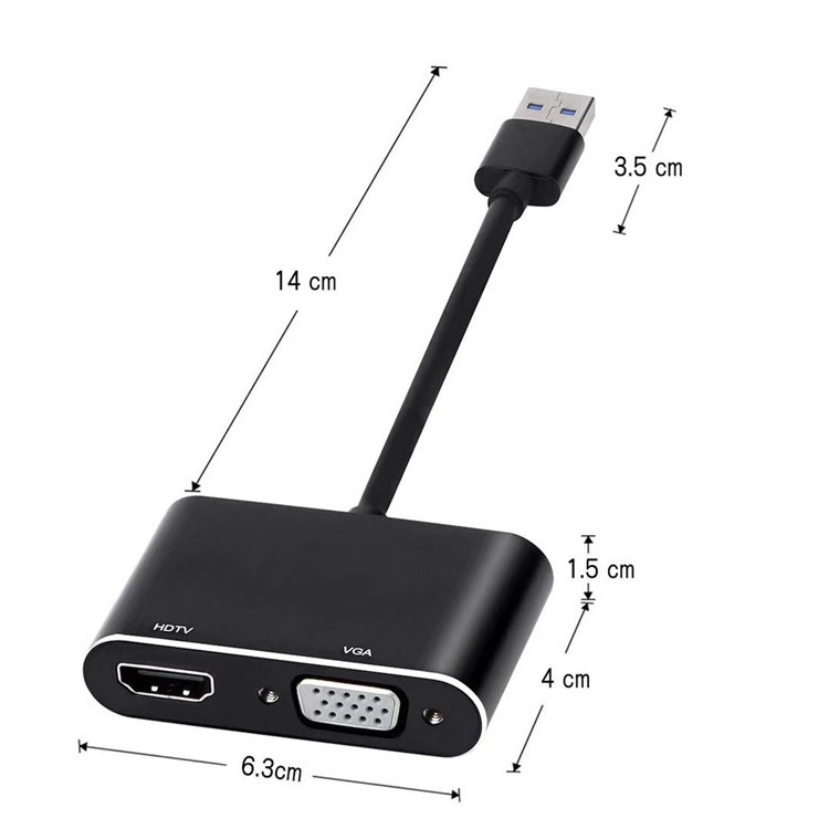 Usb3.0 Multiport Display 1080p Audio Video Hub Adapter Converter Usb 3.0 To Hdmi Vga Adapter