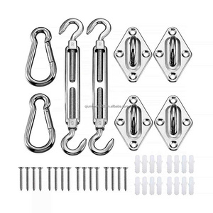 New Sun Shade Sail Canopy Fixing Accessories Stainless Steel Hardware Kit Pad Eye Turnbuckle Snap Hook Screw Carabiner Clip