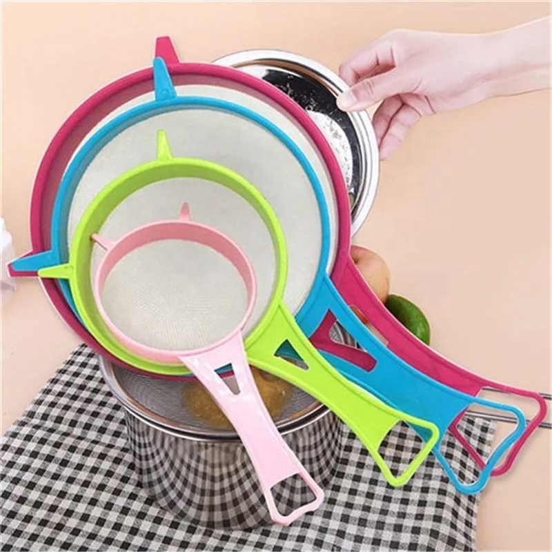 New Hot Sell Plastic Fine Mesh Strainer Colander Flour Sieve With Handle Juice And Tea Strainer Kitchen Tools