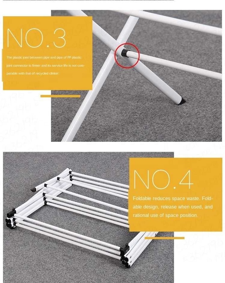 Iron Folding Clothes Drying Rack Indoor Outdoor Laundry Airer Room Storage Stand Foldable Clothes Drying Laundry Rack - White