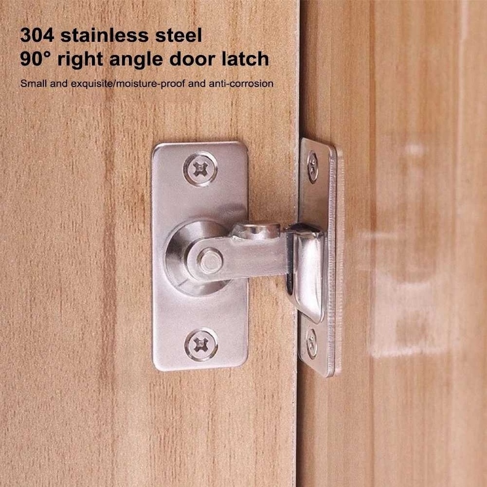 90 Degree Right Angle Door Latch Stainless Steel Locks Bolt for Barn Sliding Door Flip Buckles Household Ornaments