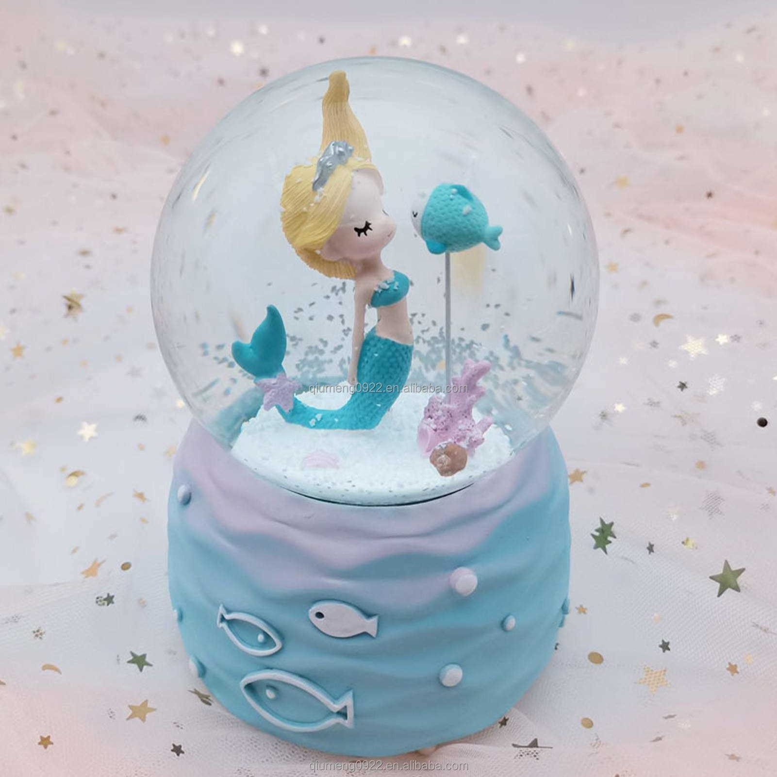 Mermaid Crystal Ball Music Box with Colorful Lights Snow Globe Gifts For Valentine's Day Girlfriend Children Birthday Gift