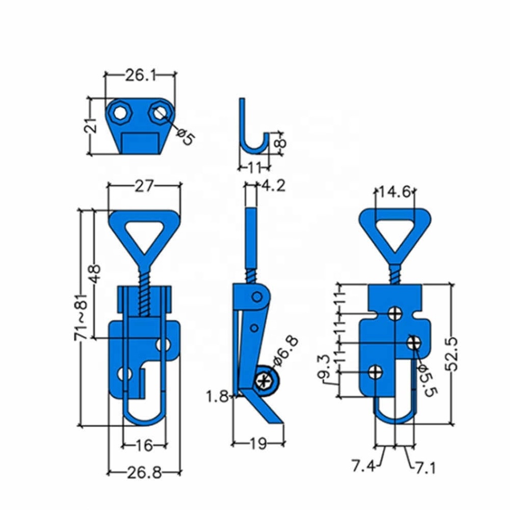 Spring Loaded Metalworking High Strength Stainless Steel Accessories Chest Trunk Latch Catch Hasp Adjustable Box Toggle Lock