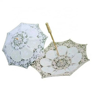 Vintage Lace Umbrella Parasol Sun Umbrella for Wedding Decoration Photography White Beige Lace Sunshade