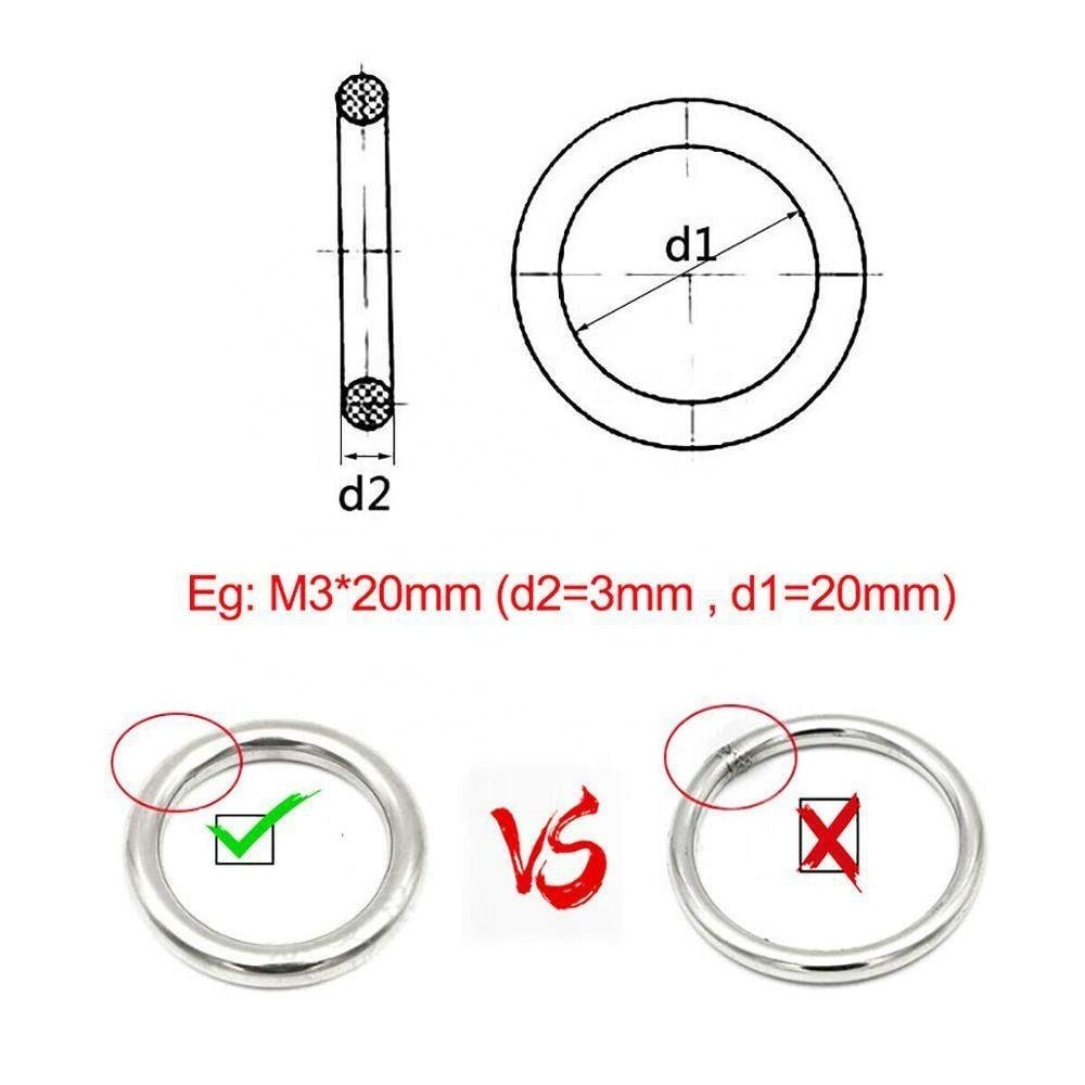 Heavy Duty Welded Round Rings Smooth Solid O Ring 304 Stainless Steel For Rigging Marine Boat Hammock Yoga Hanging Ring M3-M6