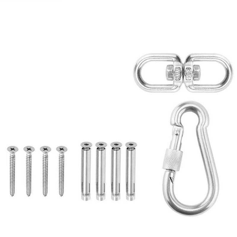 New Stainless Steel Hammock Chair Hanging Kit Ceiling Mount Spring Swivel Snap Hank Hook Camping