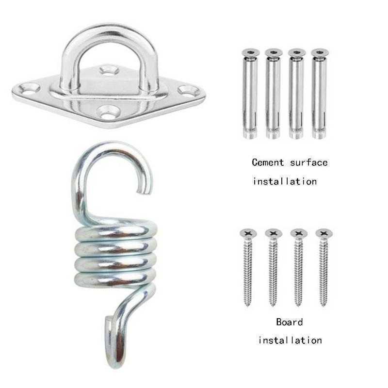 New Stainless Steel Hammock Chair Hanging Kit Ceiling Mount Spring Swivel Snap Hank Hook Camping